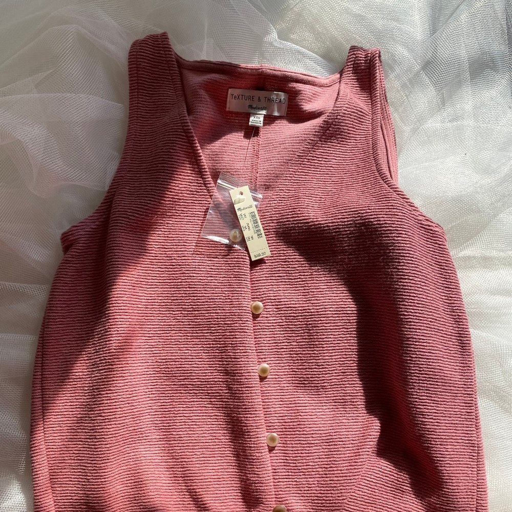 Madewell Pink Texture & Thread Sleeveless Top